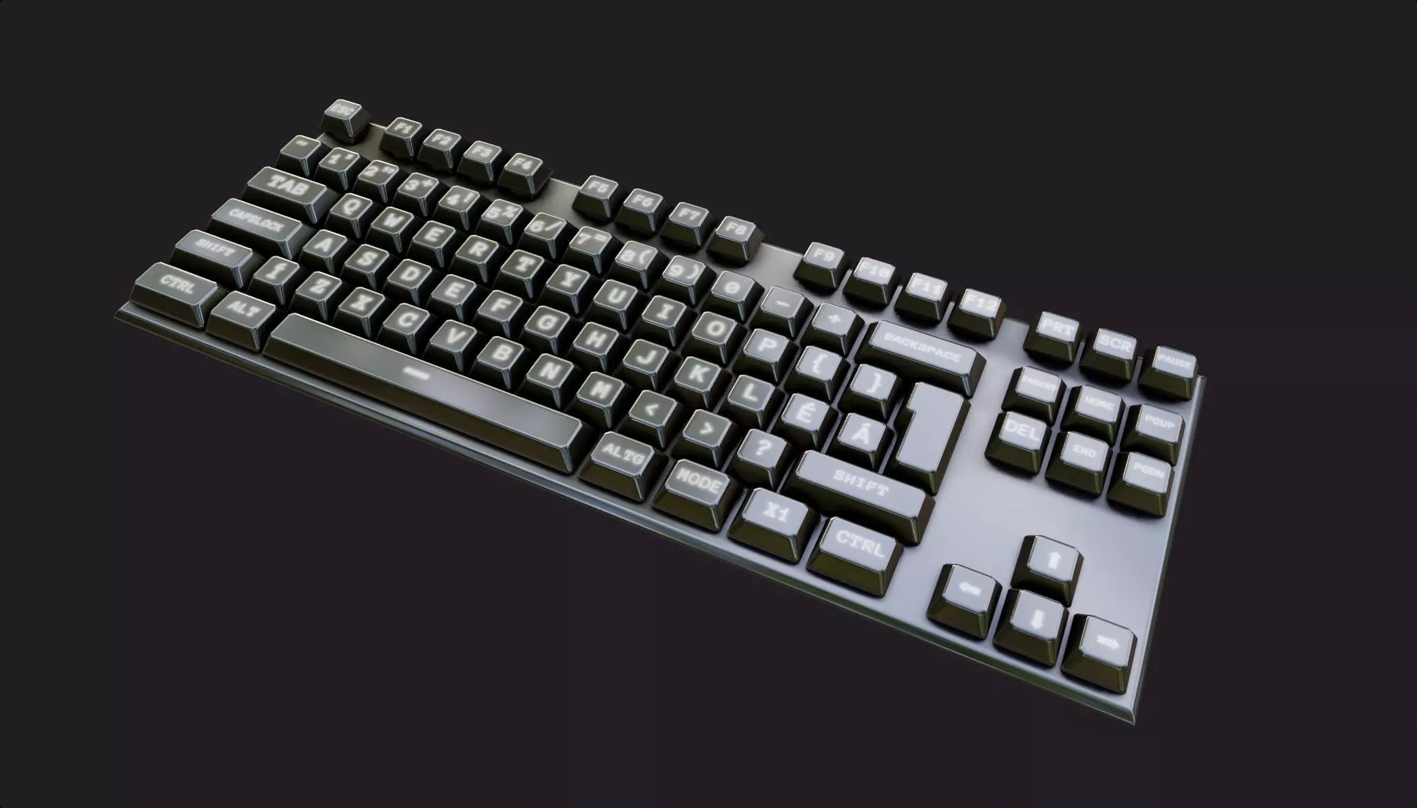 modern clear metal keyboard white rgb lowpoly game ready Low-poly 3D model_0
