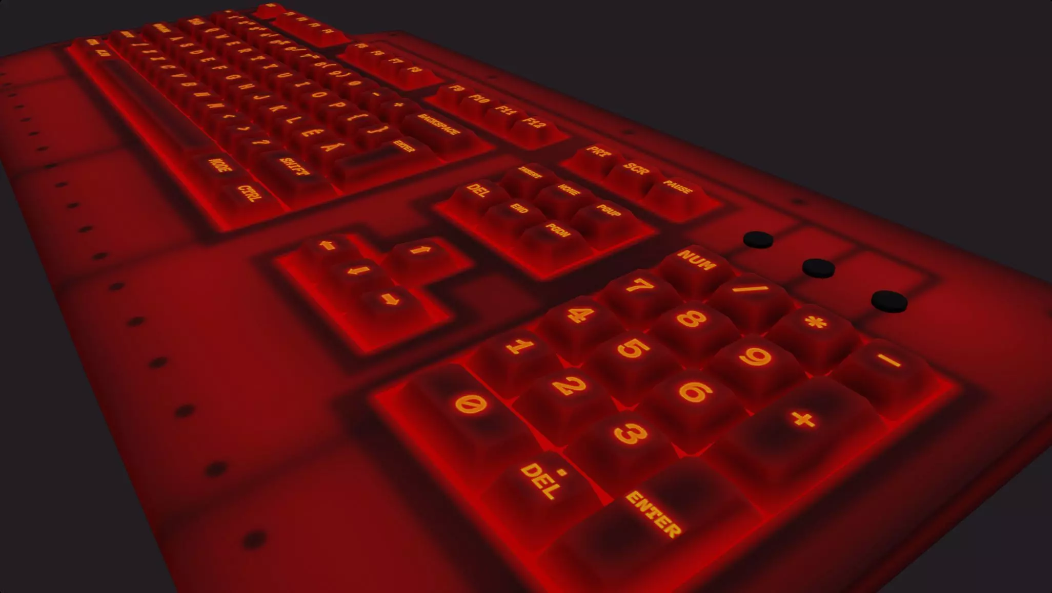 Gaming keyboard gamer rgb lava red style emissive lowpoly Low-poly 3D model_0