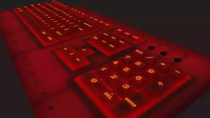 Gaming keyboard gamer rgb lava red style emissive lowpoly Low-poly 3D model