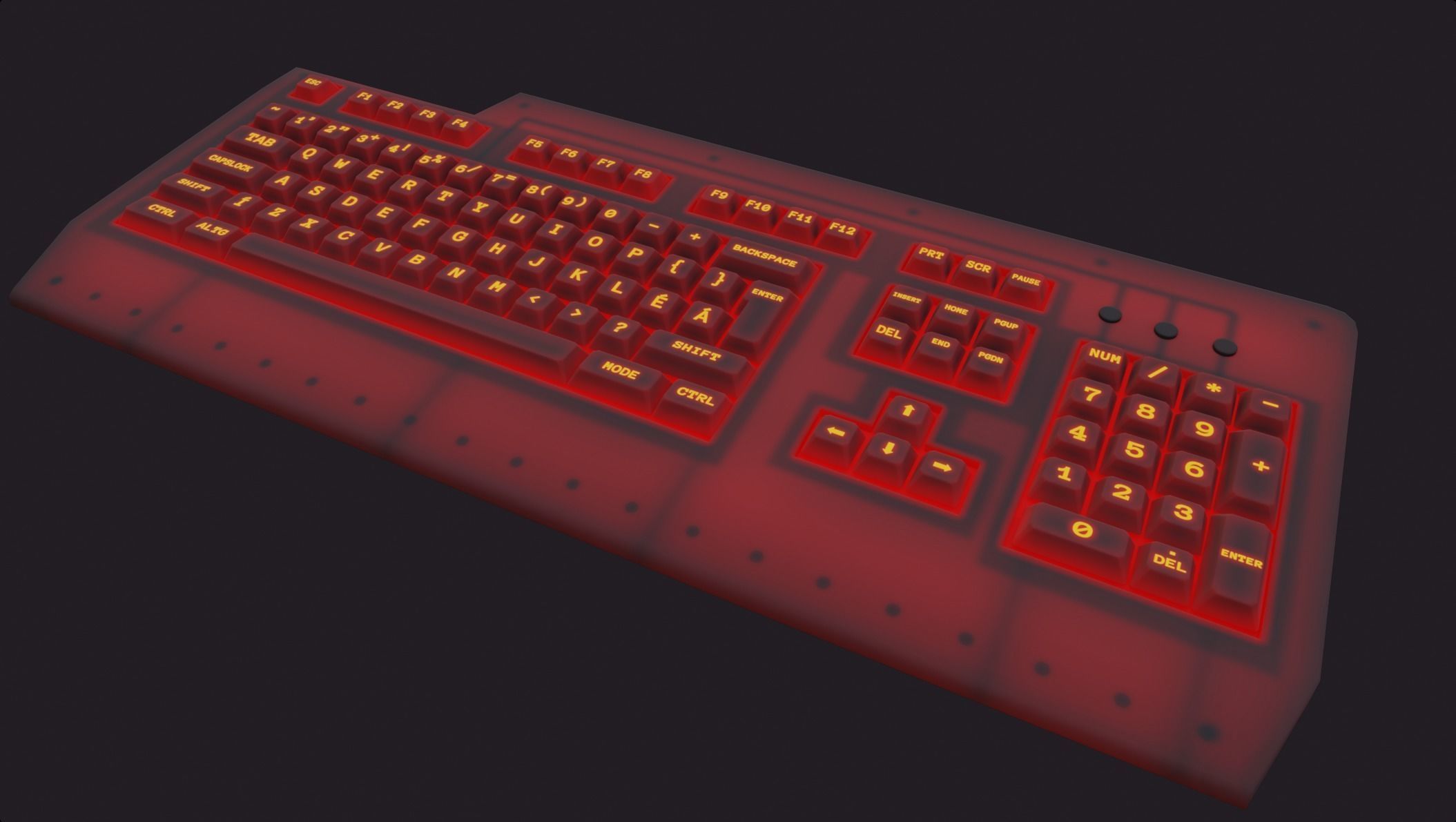 Gaming keyboard gamer rgb lava red style emissive lowpoly Low-poly 3D model_1