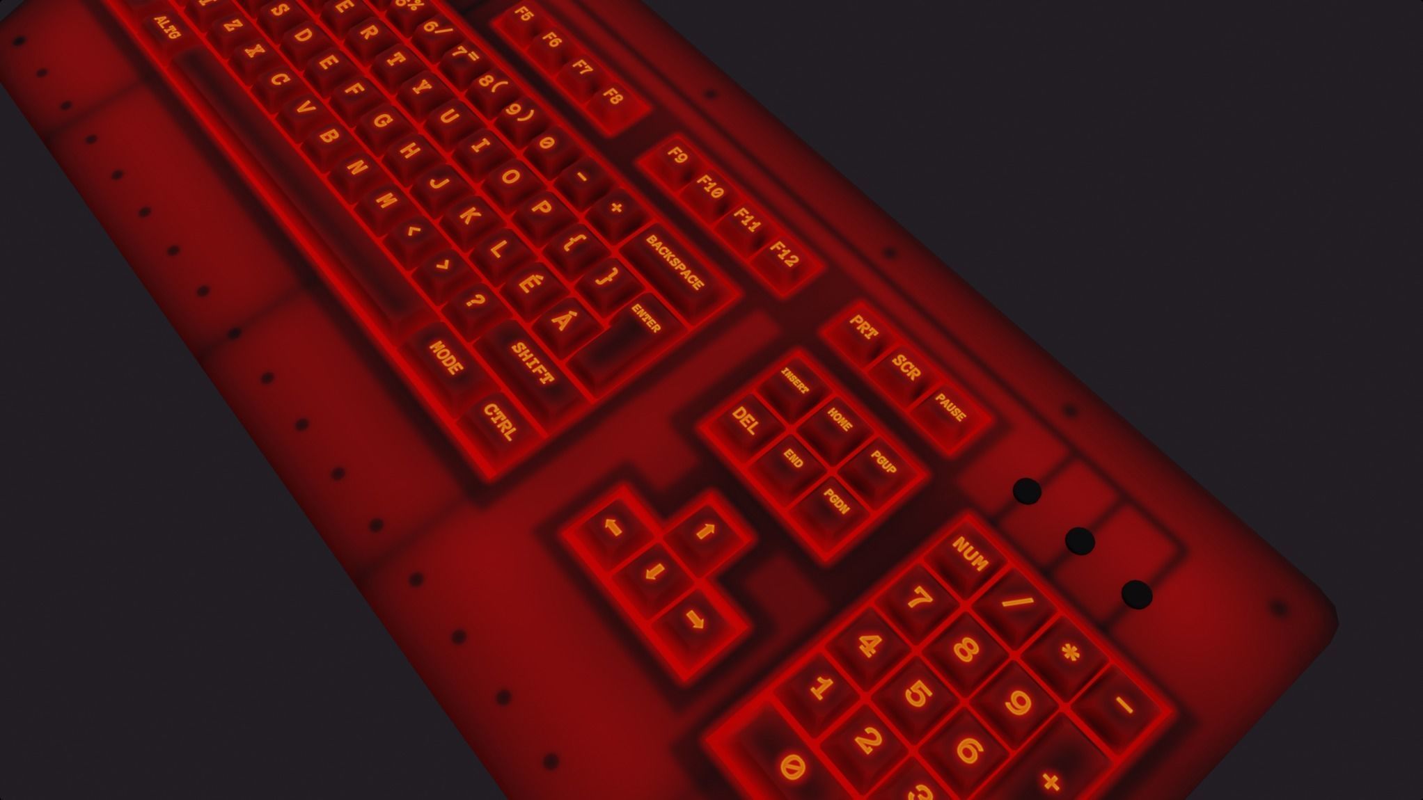Gaming keyboard gamer rgb lava red style emissive lowpoly Low-poly 3D model_4