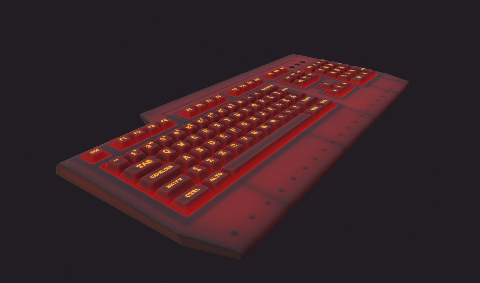 Gaming keyboard gamer rgb lava red style emissive lowpoly Low-poly 3D model_15