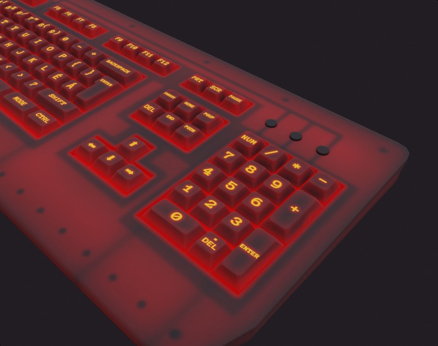 Gaming keyboard gamer rgb lava red style emissive lowpoly Low-poly 3D model_14