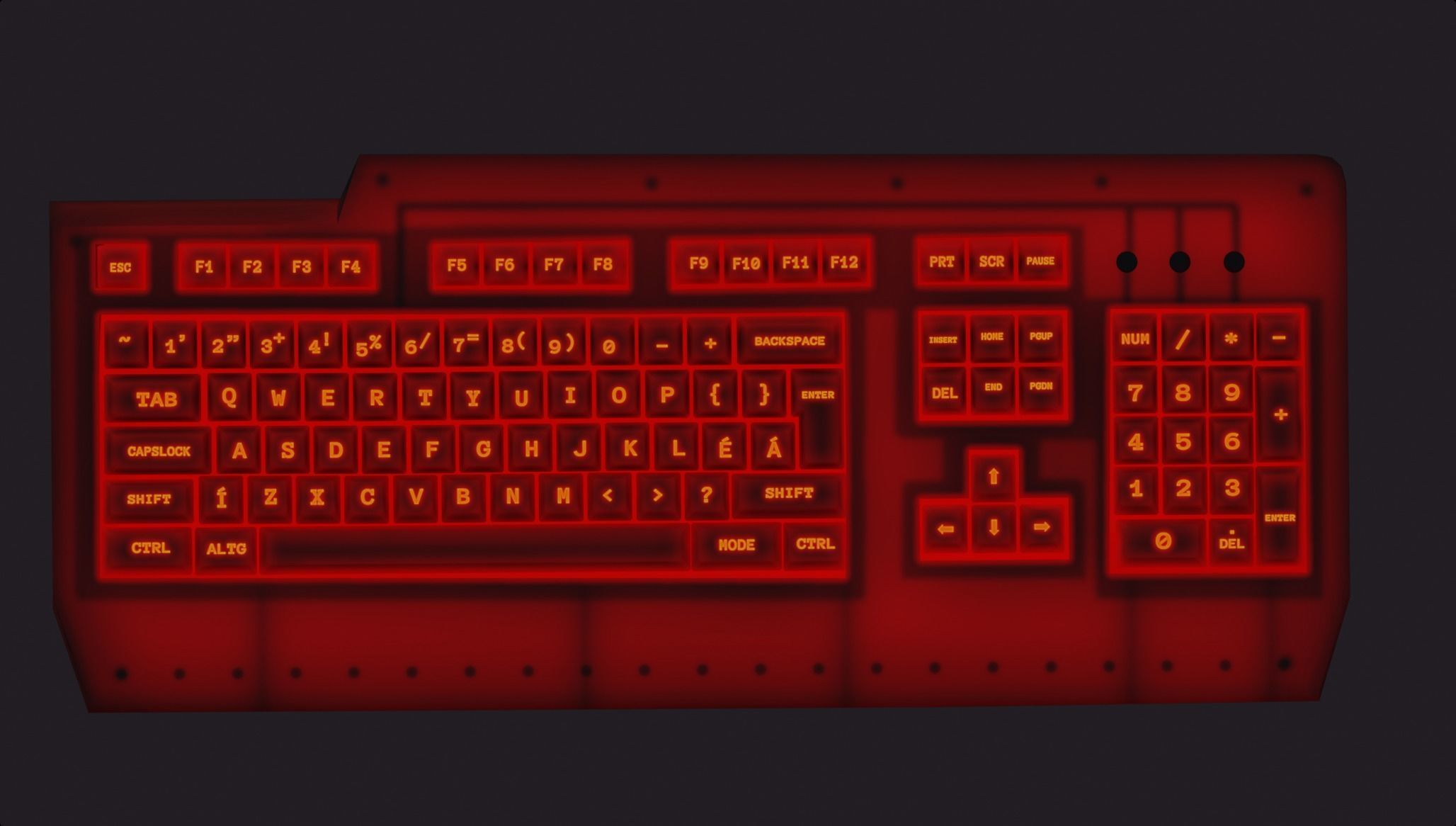 Gaming keyboard gamer rgb lava red style emissive lowpoly Low-poly 3D model_3