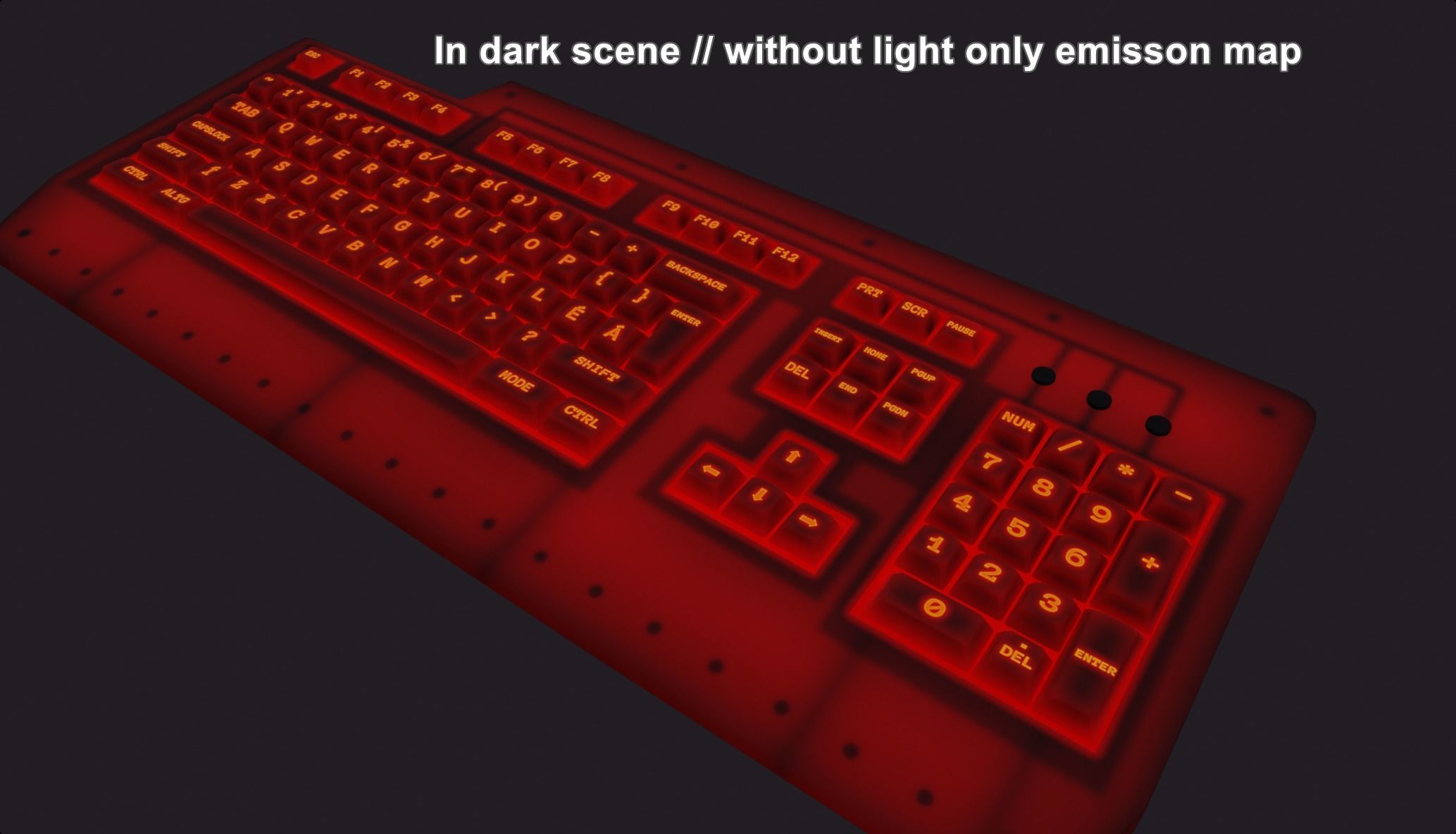 Gaming keyboard gamer rgb lava red style emissive lowpoly Low-poly 3D model_6