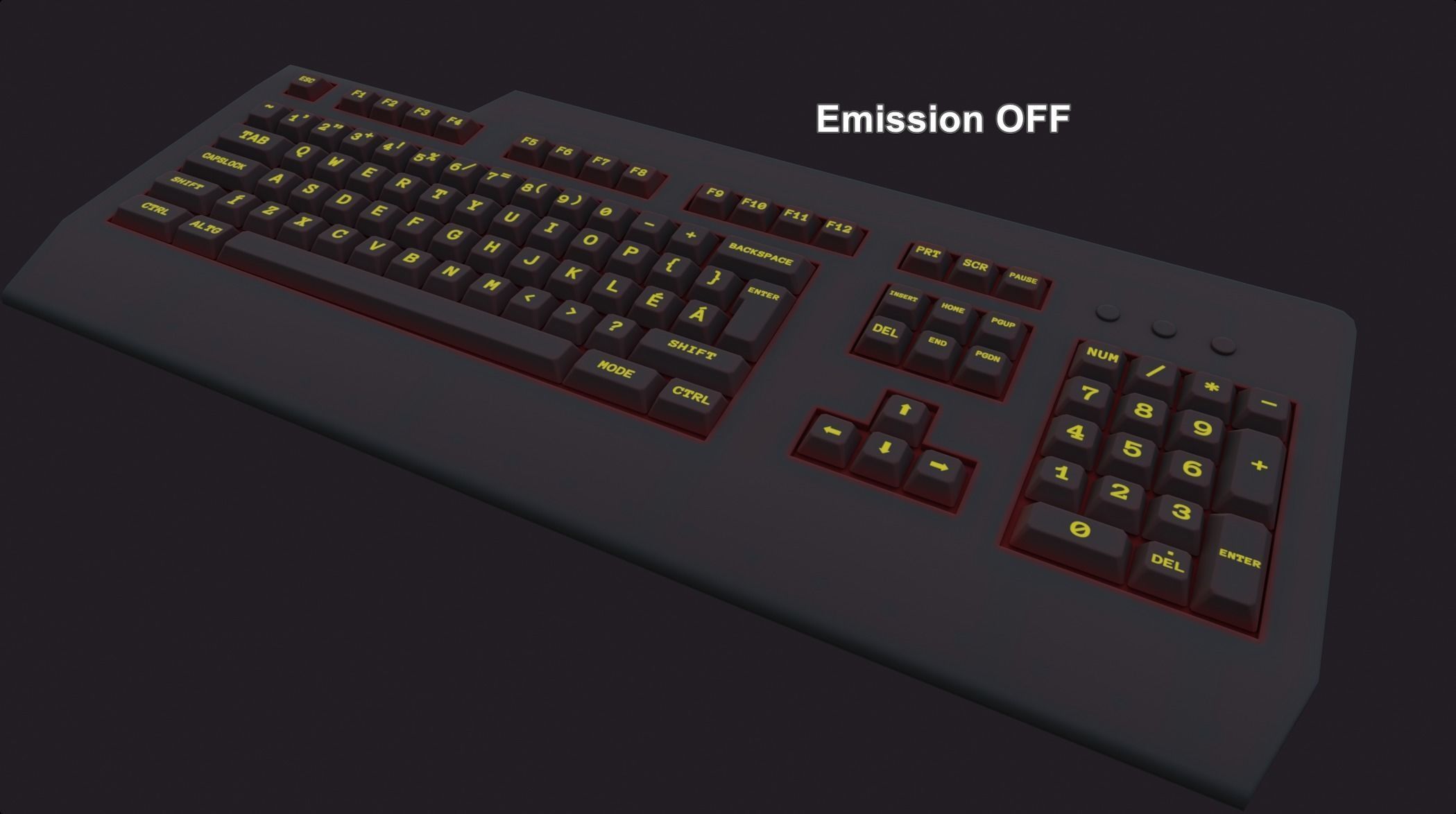 Gaming keyboard gamer rgb lava red style emissive lowpoly Low-poly 3D model_9