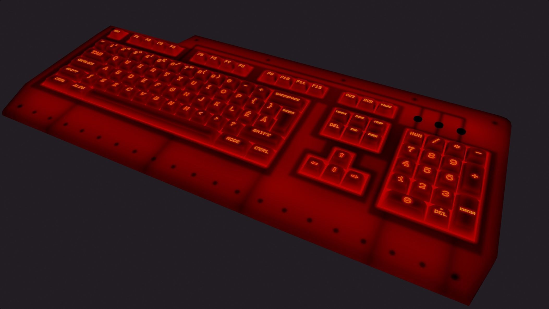 Gaming keyboard gamer rgb lava red style emissive lowpoly Low-poly 3D model_8