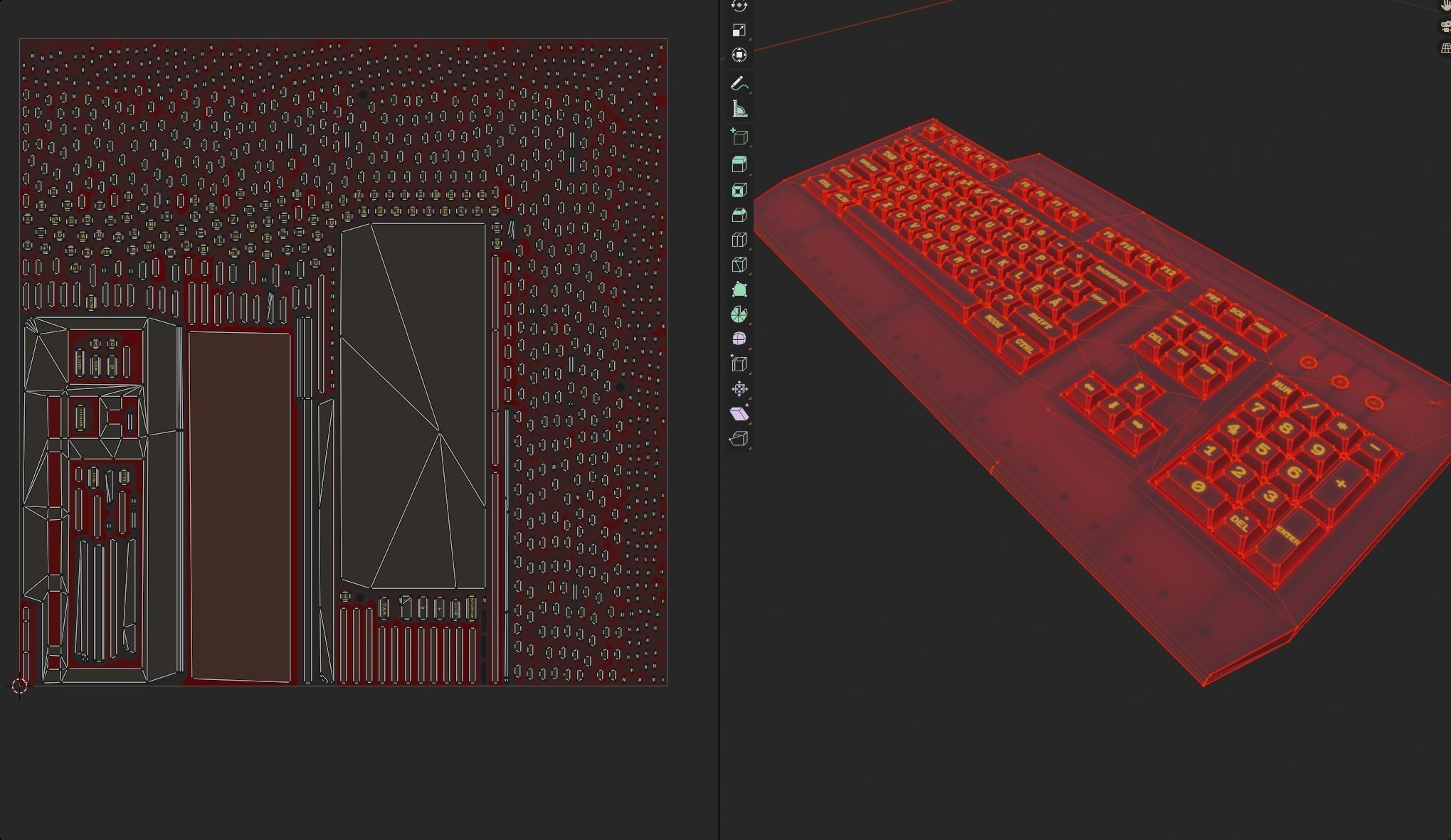 Gaming keyboard gamer rgb lava red style emissive lowpoly Low-poly 3D model_5