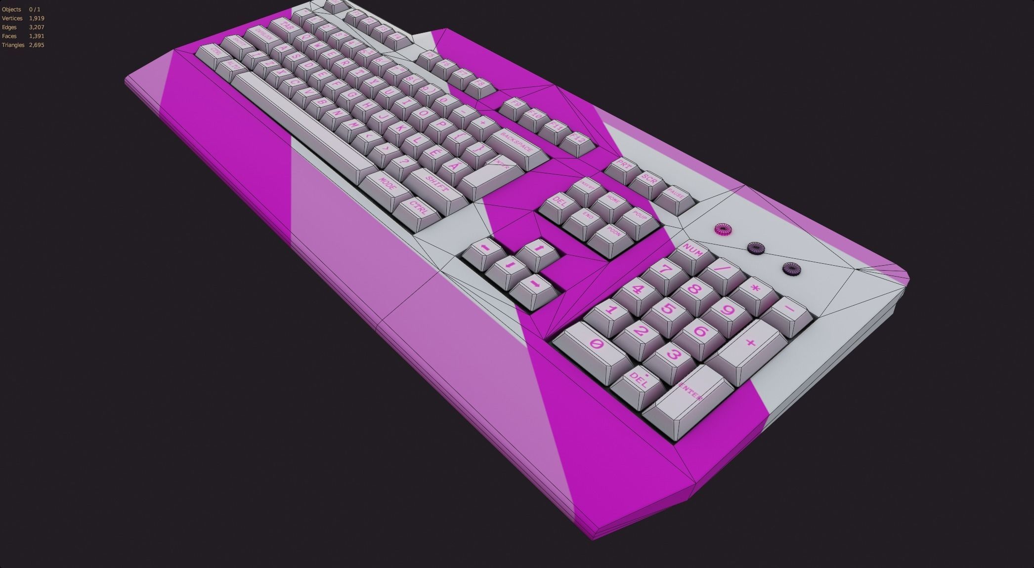 Girl streamer gaming keyboard pink style rgb gamer pink emissive Low-poly 3D model_10