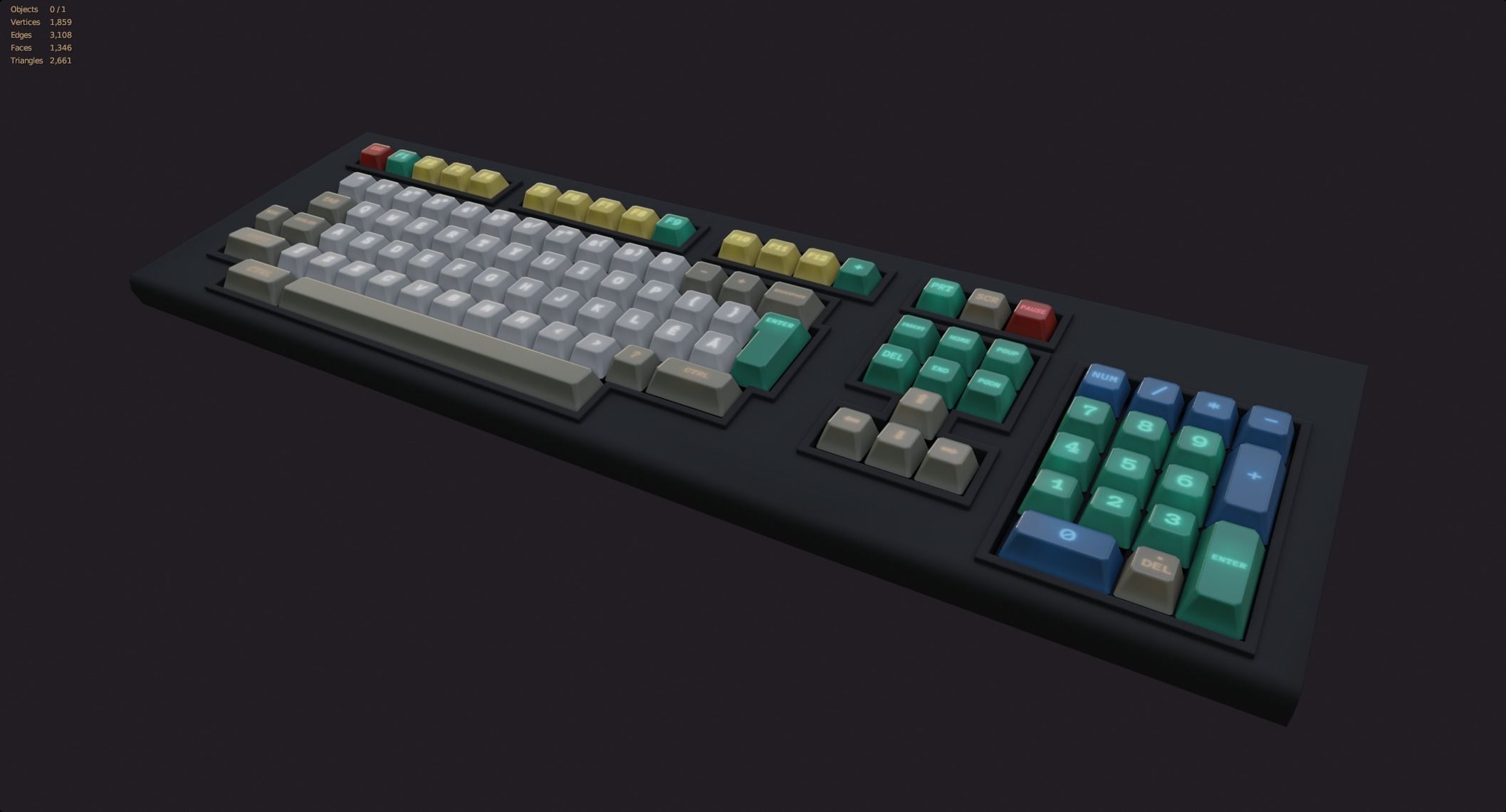 rgb gaming gamer keyboard retro style lowpoly game ready Low-poly 3D model_5
