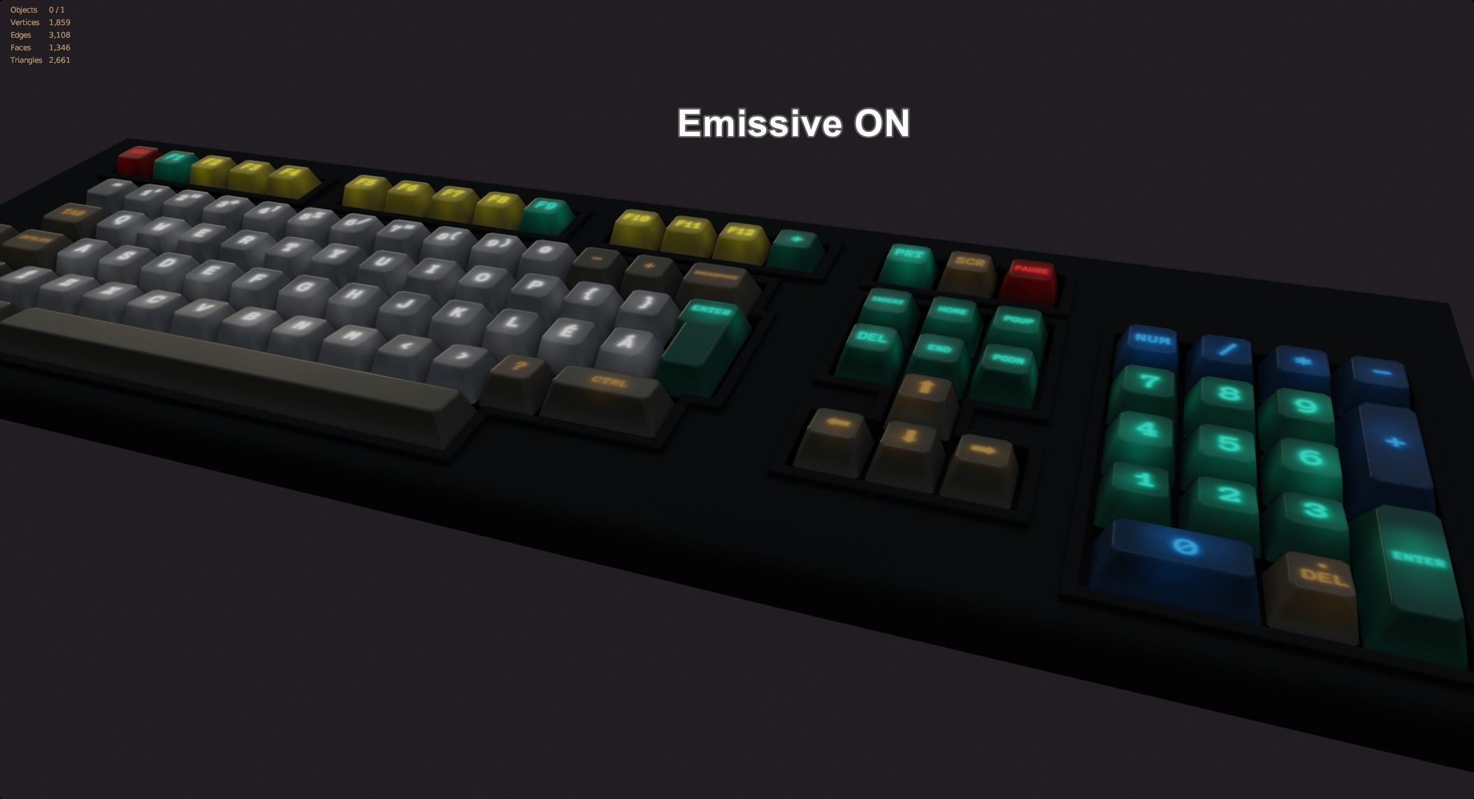 rgb gaming gamer keyboard retro style lowpoly game ready Low-poly 3D model_8