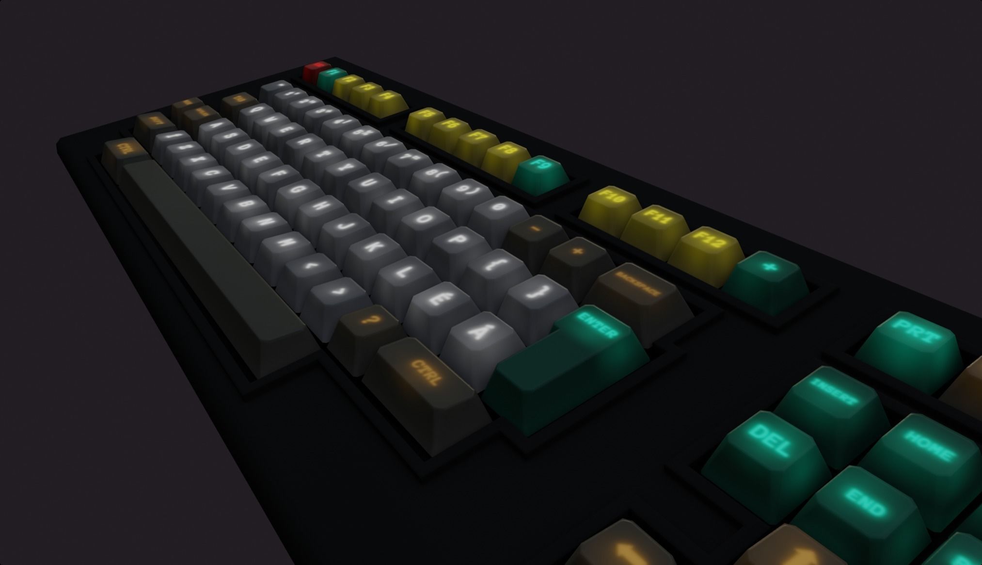 rgb gaming gamer keyboard retro style lowpoly game ready Low-poly 3D model_2