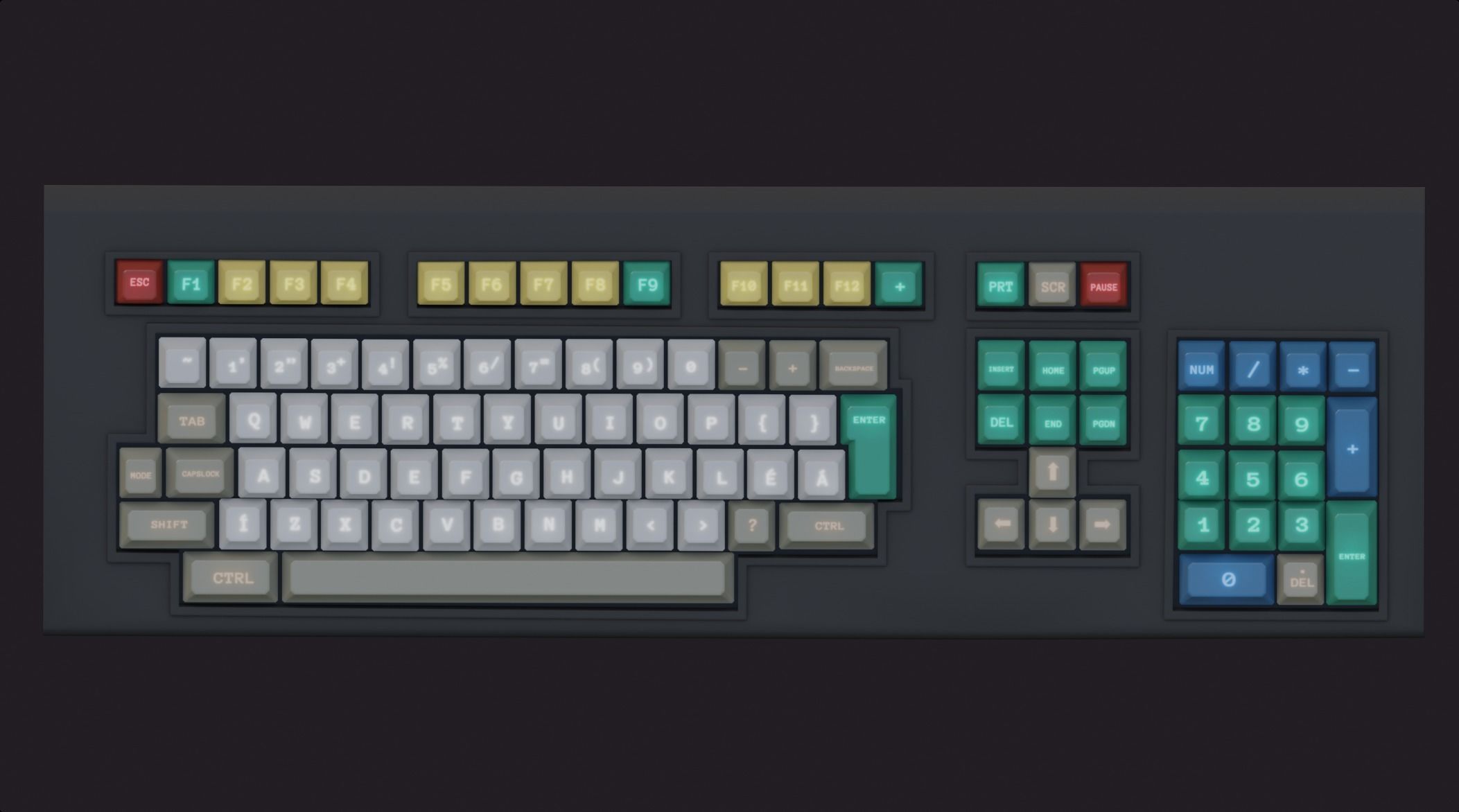 rgb gaming gamer keyboard retro style lowpoly game ready Low-poly 3D model_1