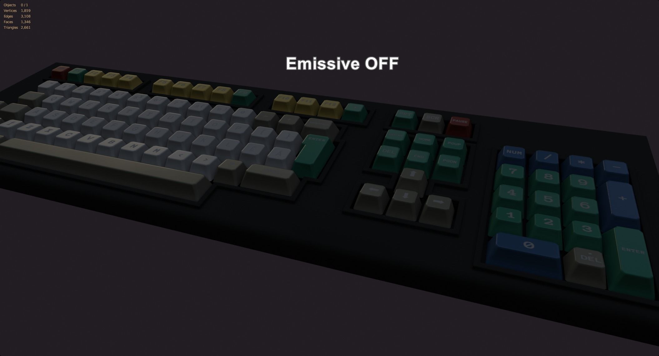 rgb gaming gamer keyboard retro style lowpoly game ready Low-poly 3D model_9