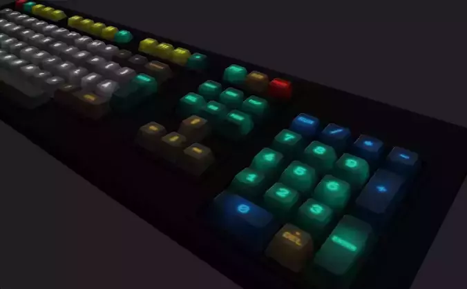 rgb gaming gamer keyboard retro style lowpoly game ready Low-poly 3D model