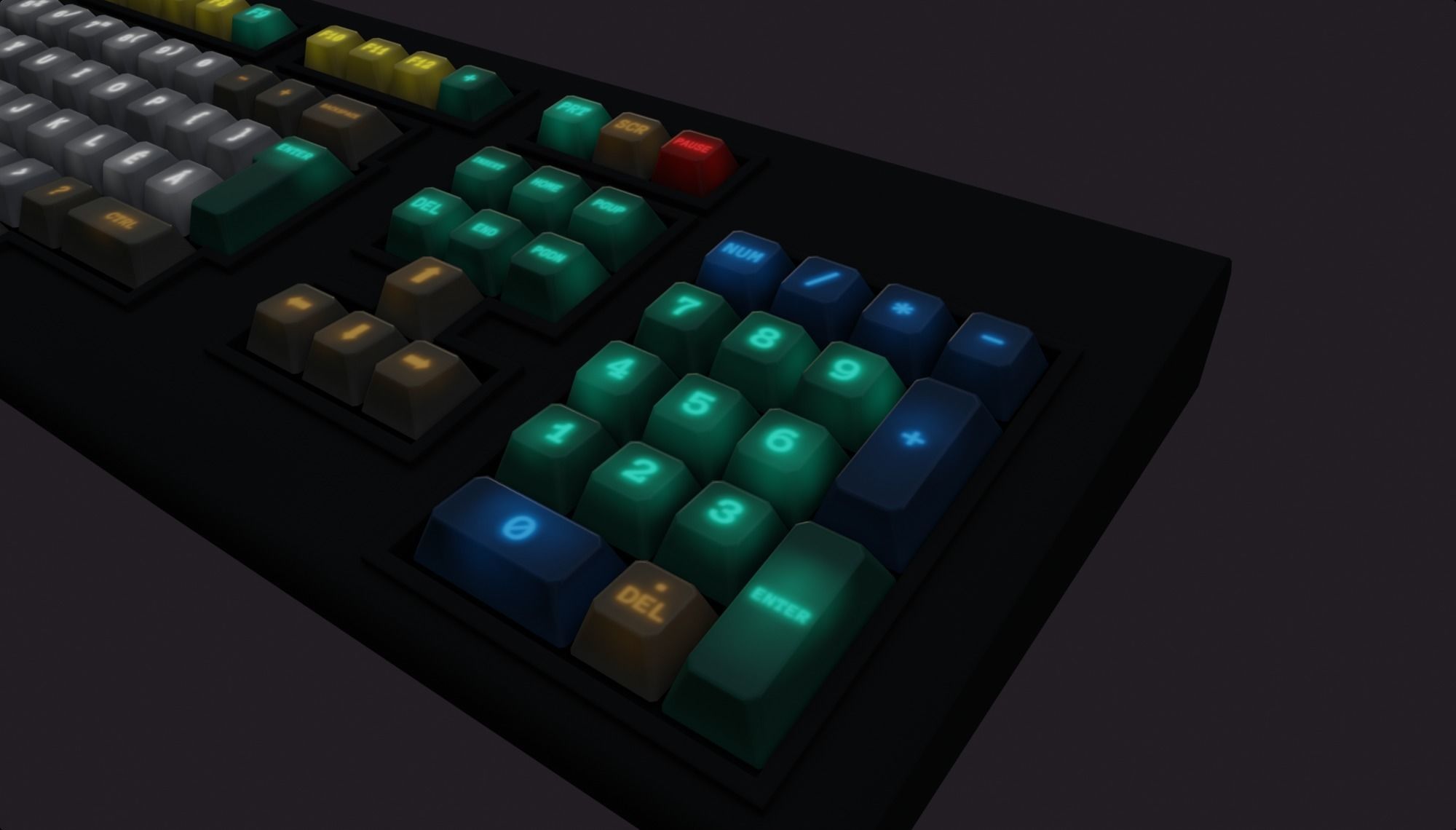 rgb gaming gamer keyboard retro style lowpoly game ready Low-poly 3D model_3