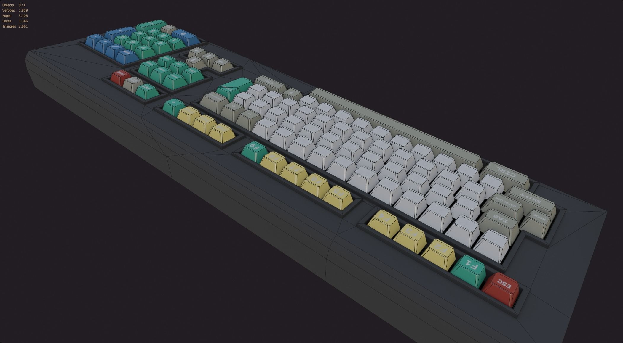 rgb gaming gamer keyboard retro style lowpoly game ready Low-poly 3D model_11