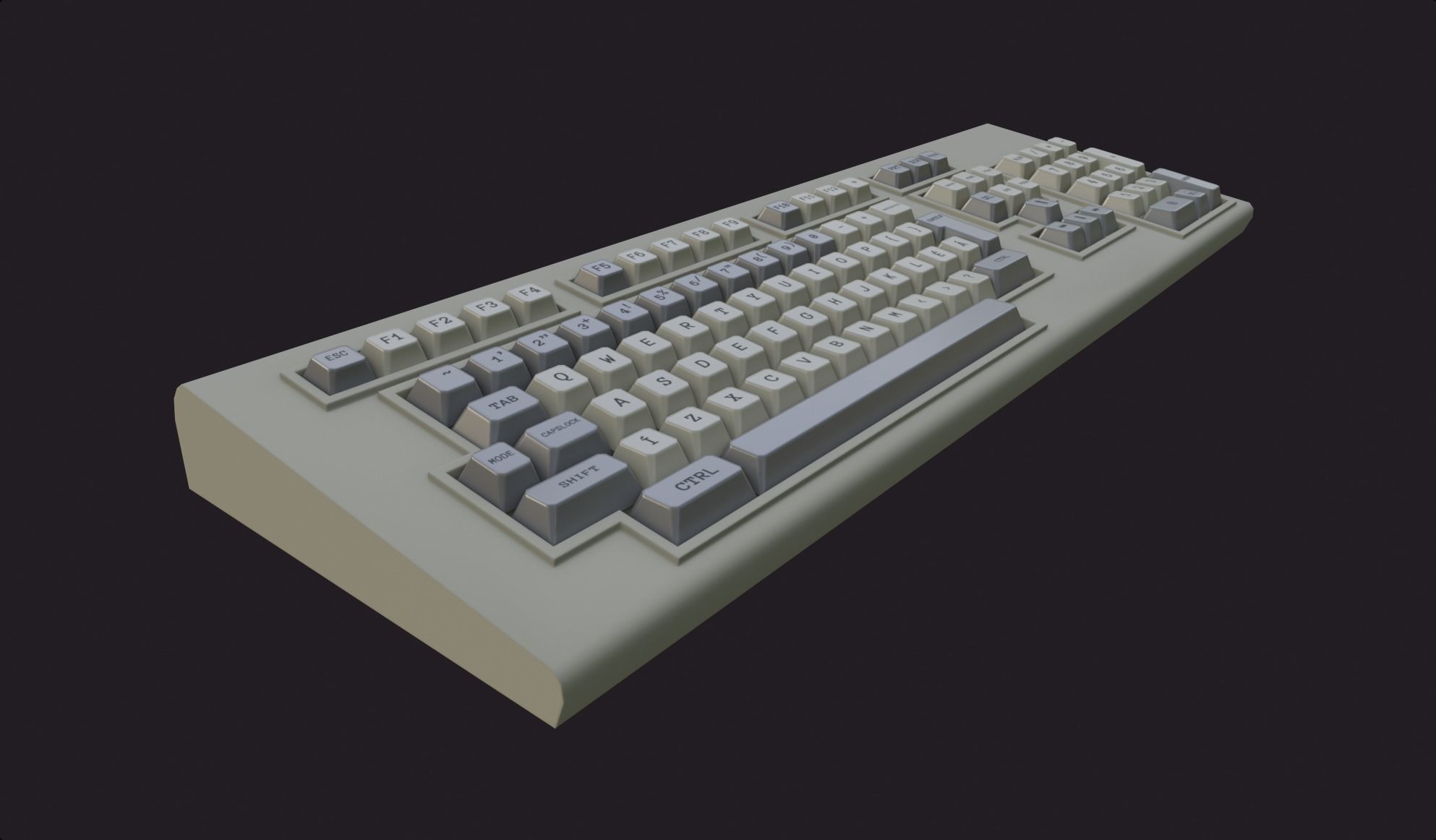 vintage keyboard style lowpoly game ready old pc keyboard Low-poly 3D model_5