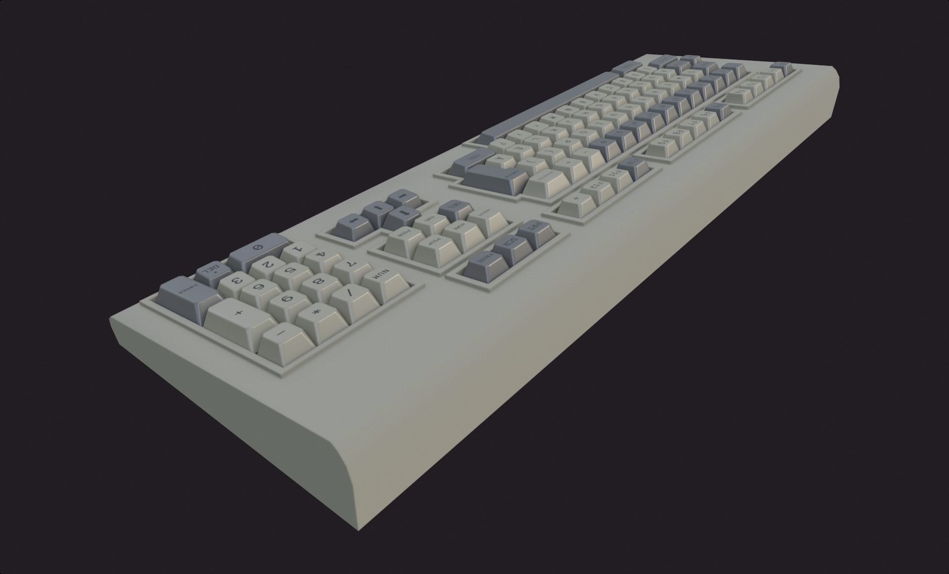 vintage keyboard style lowpoly game ready old pc keyboard Low-poly 3D model_7