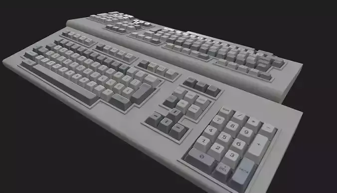 vintage keyboard style lowpoly game ready old pc keyboard Low-poly 3D model