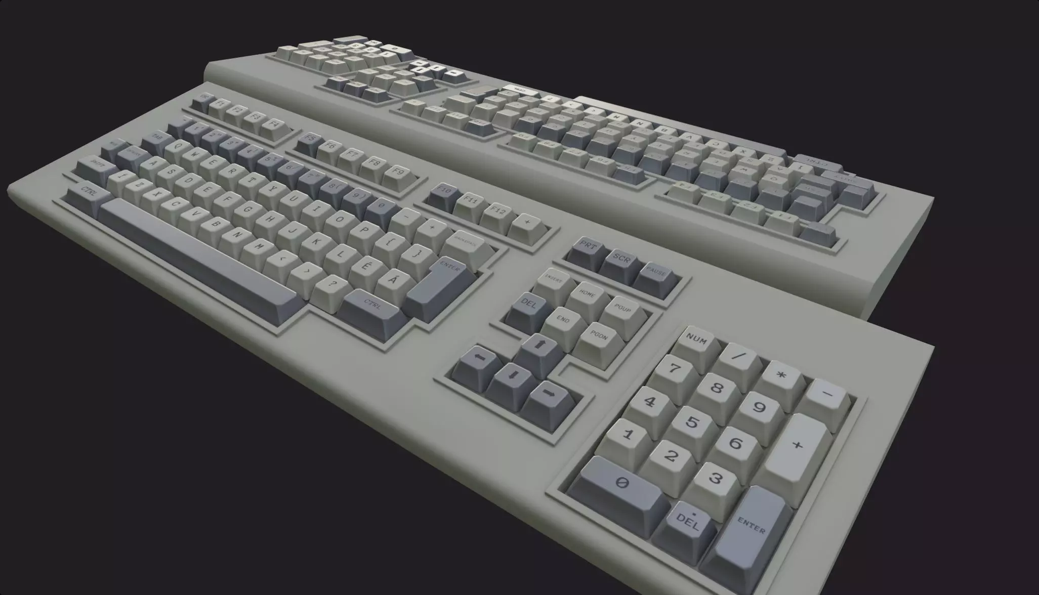vintage keyboard style lowpoly game ready old pc keyboard Low-poly 3D model_0