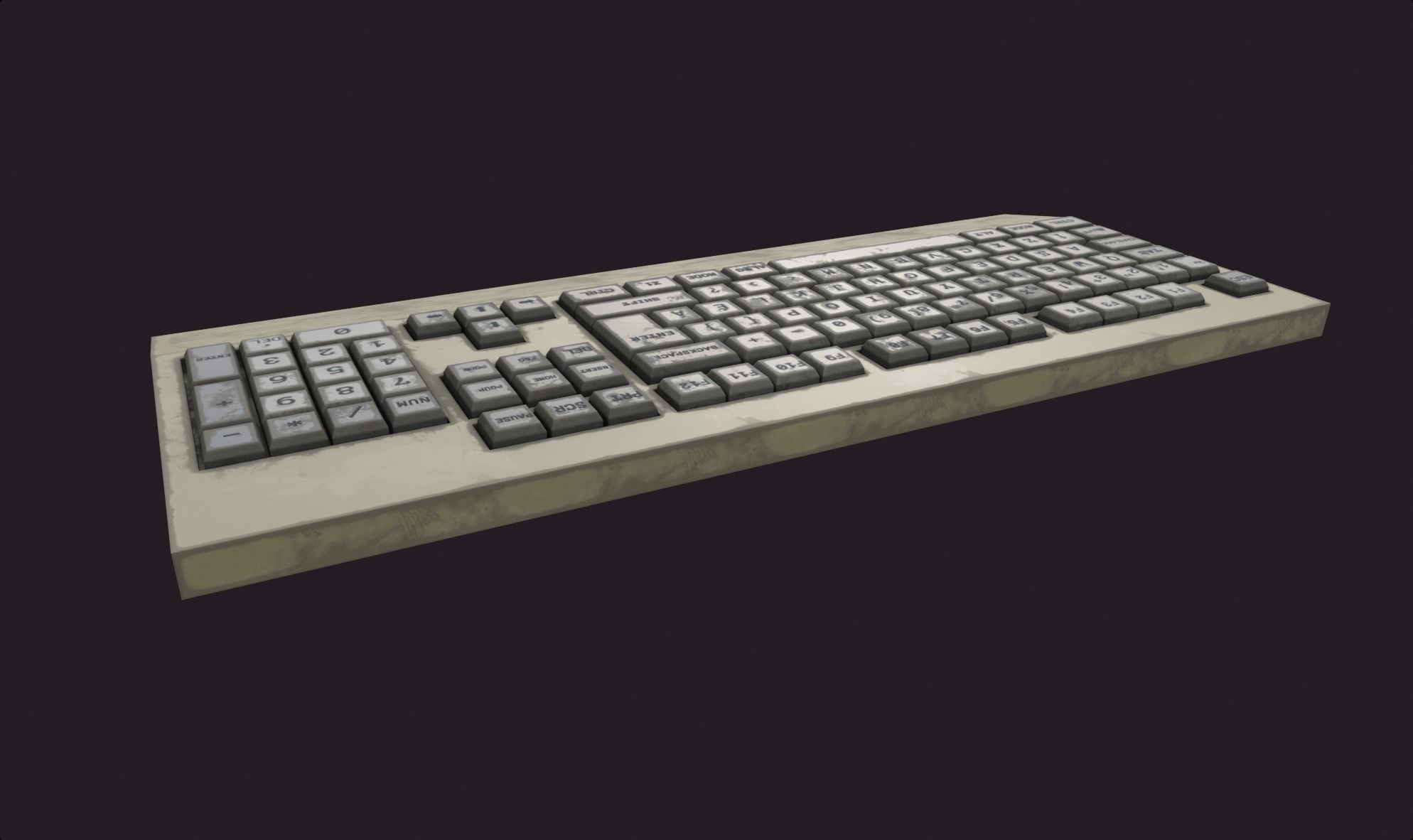 Old retro keyboard game ready lowpoly dirty dirt pbr texture  Low-poly 3D model_1