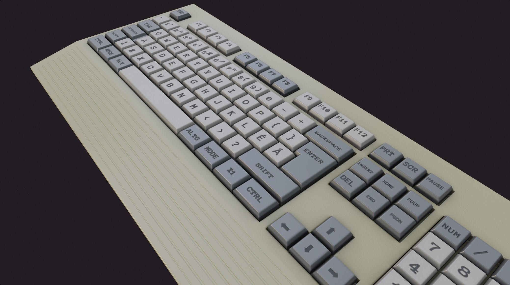 Old retro keyboard game ready lowpoly clear new pbr texture  Low-poly 3D model_6