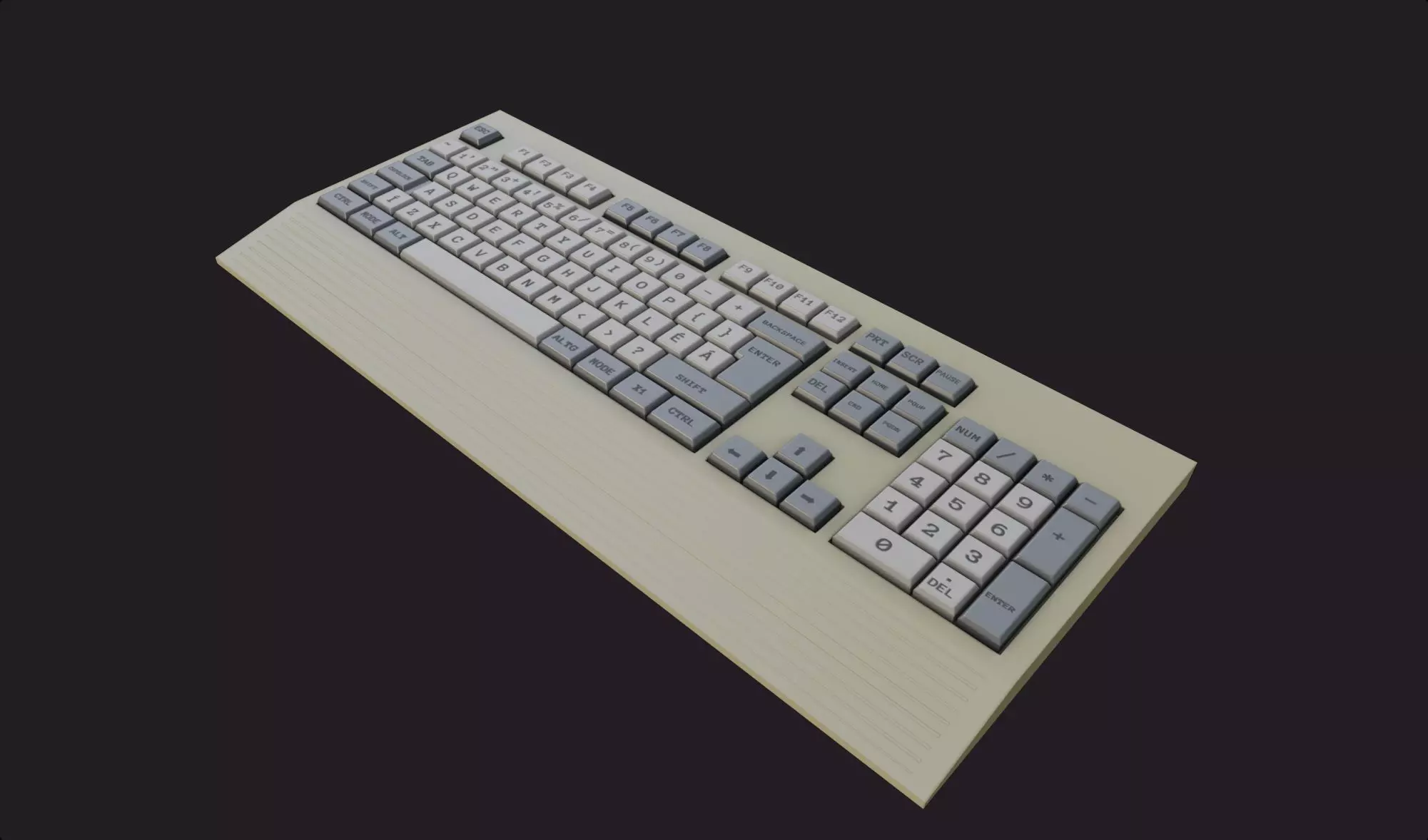 Old retro keyboard game ready lowpoly clear new pbr texture  Low-poly 3D model_0