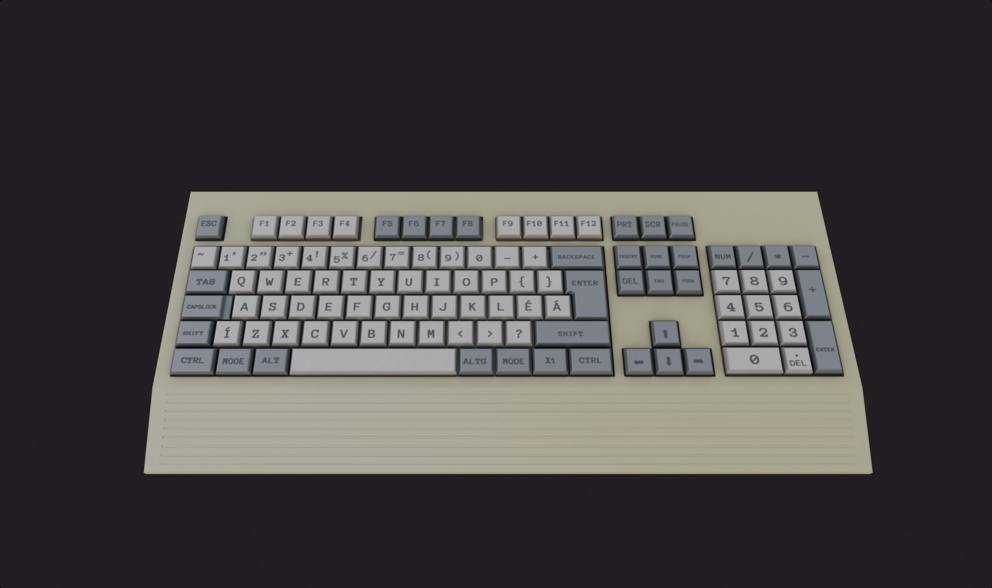 Old retro keyboard game ready lowpoly clear new pbr texture  Low-poly 3D model_4