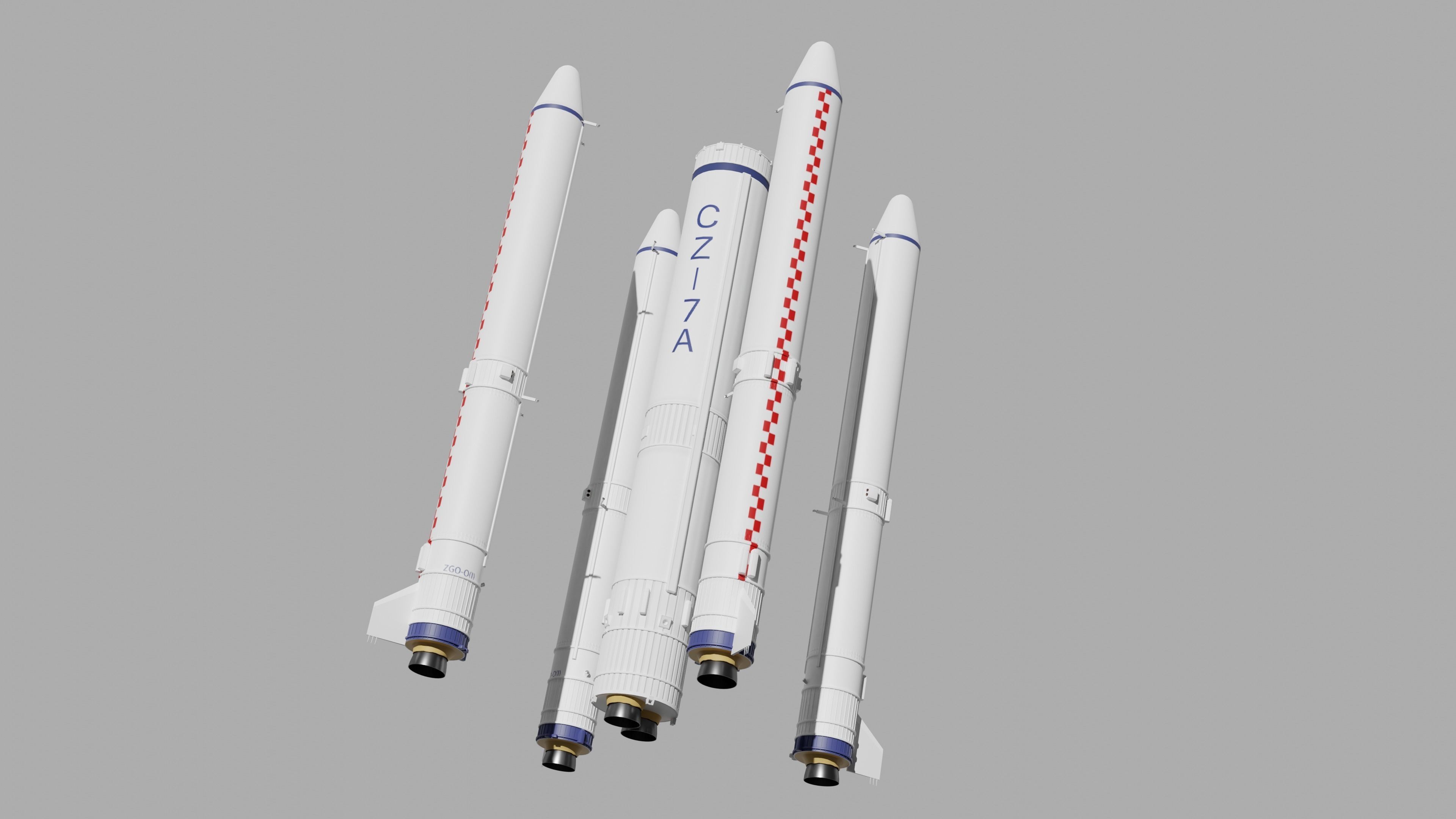 Long March 7A launch vehicle --- Blend-FBX 3D model_8