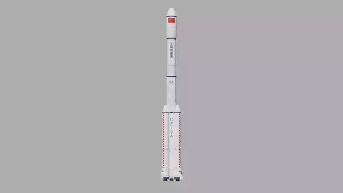 Long March 7A launch vehicle --- Blend-FBX 3D model