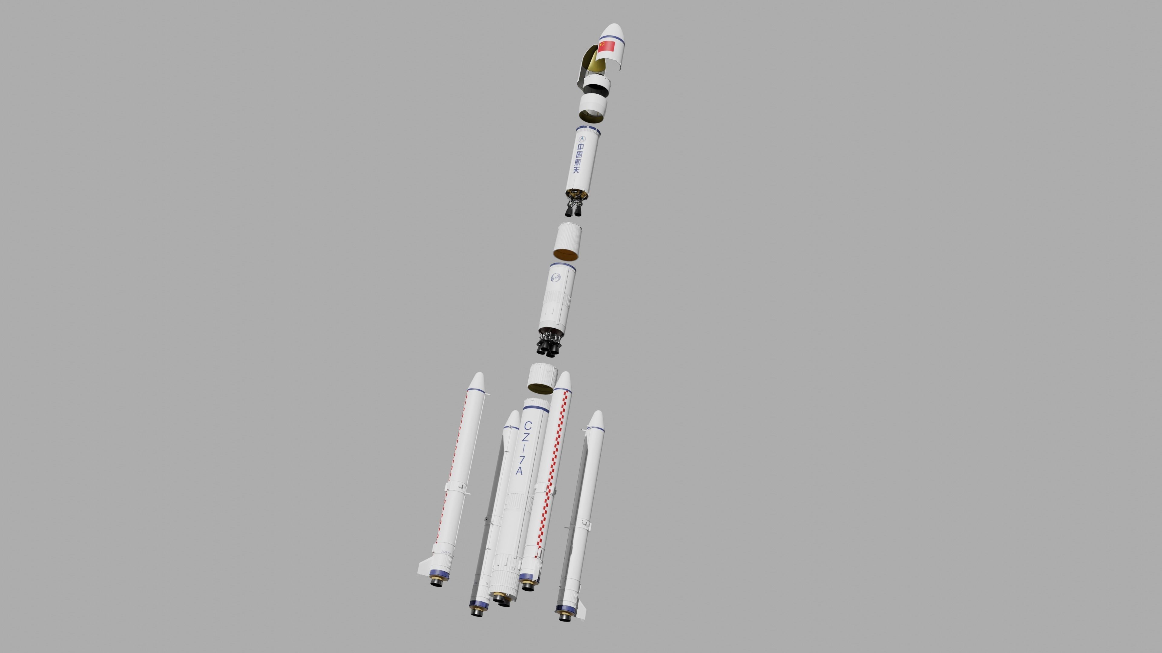 Long March 7A launch vehicle --- Blend-FBX 3D model_4