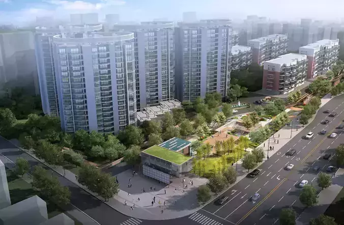 3Dmax fashion city commercial square building 25