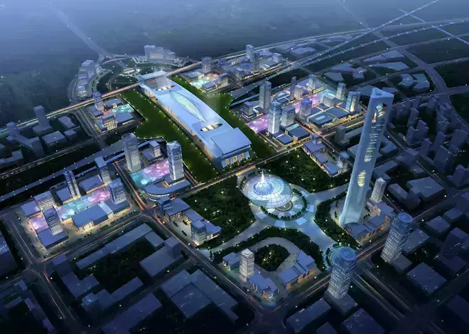 3Dmax fashion city commercial square building 26