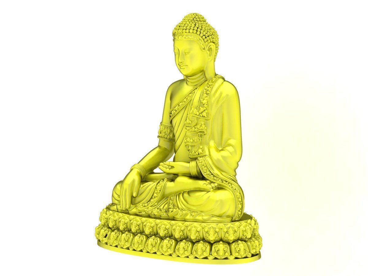 6166 The Buddha sits on a lotus flower 3D print model_1