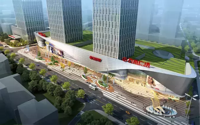 3Dmax fashion city commercial square building 32
