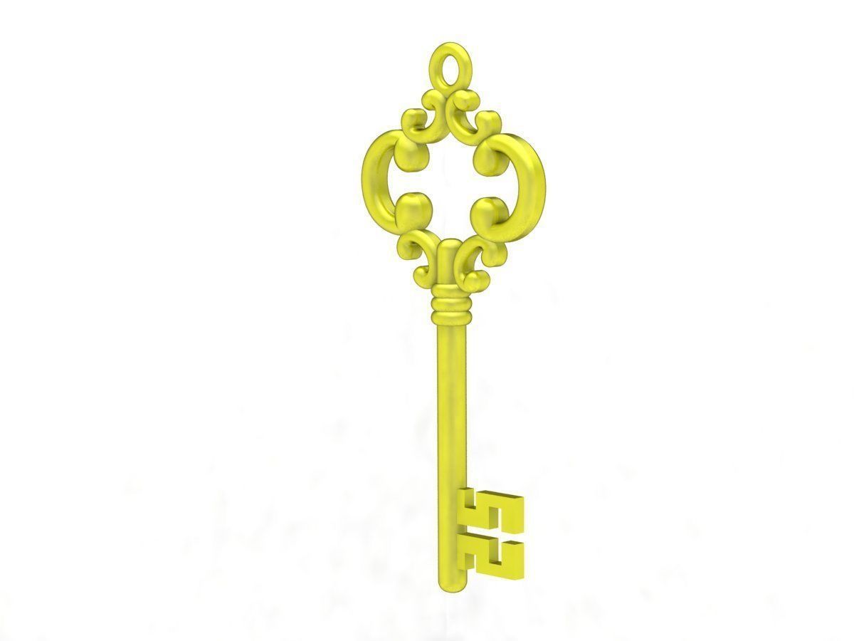 6168 gold key pendant 3D print model_4
