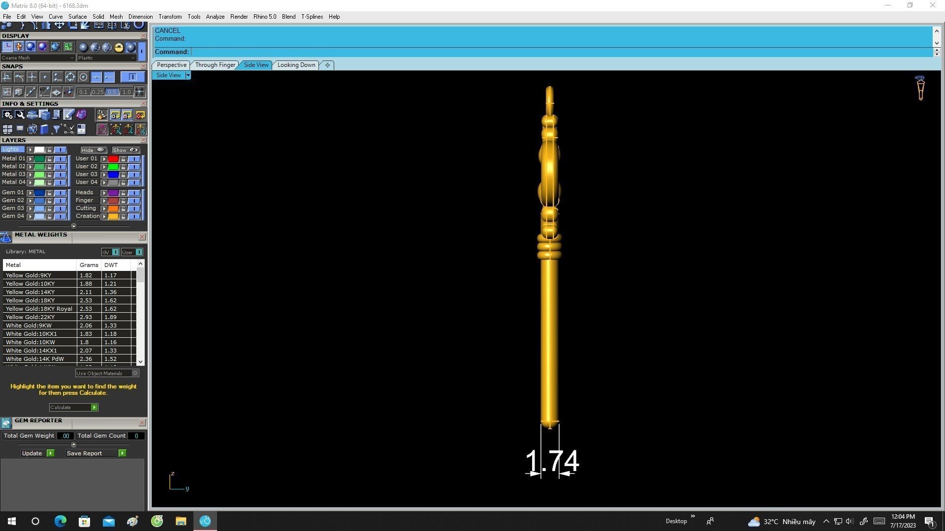 6168 gold key pendant 3D print model_7