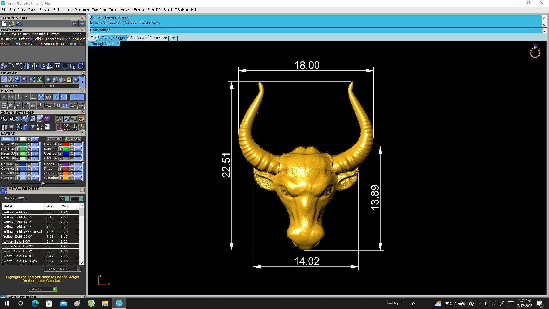 6173 Head Buffalow Pendant 3D print model_6