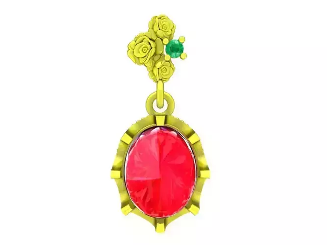 6174 Oval ruby rose diamond pendant  3D print model