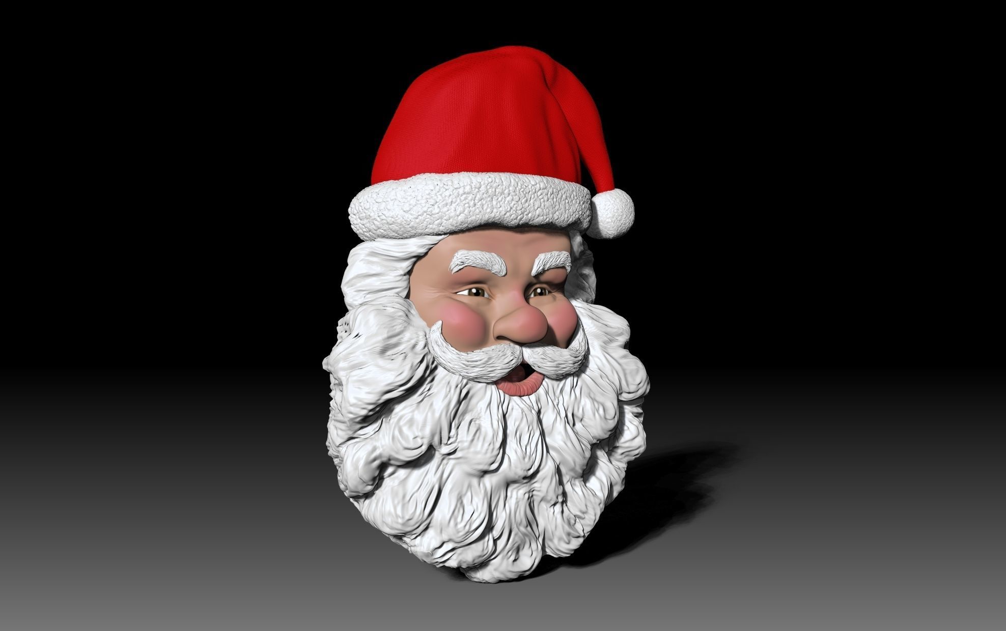 Santa Claus head wall decor Christmas 3D print model_3