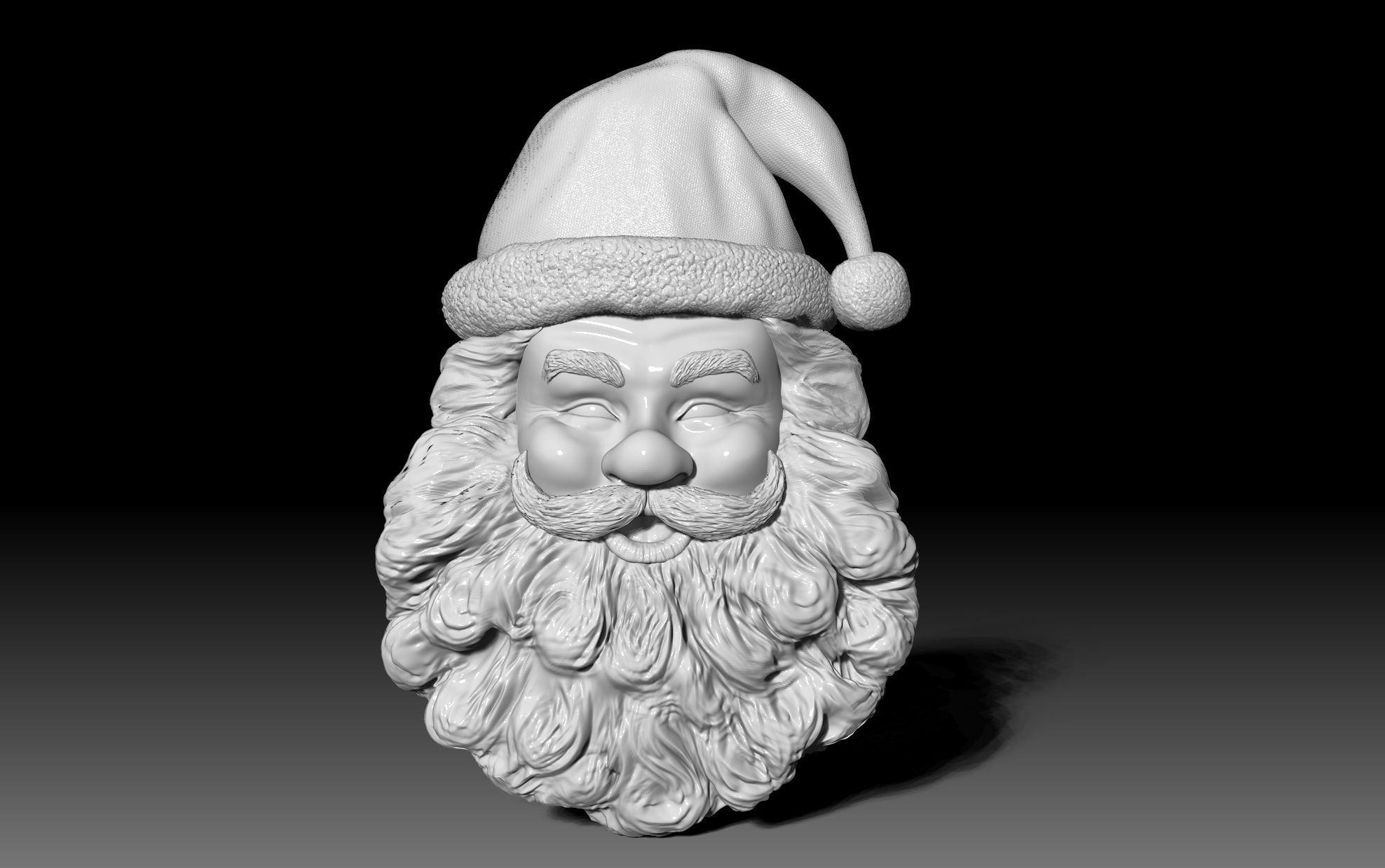 Santa Claus head wall decor Christmas 3D print model_6