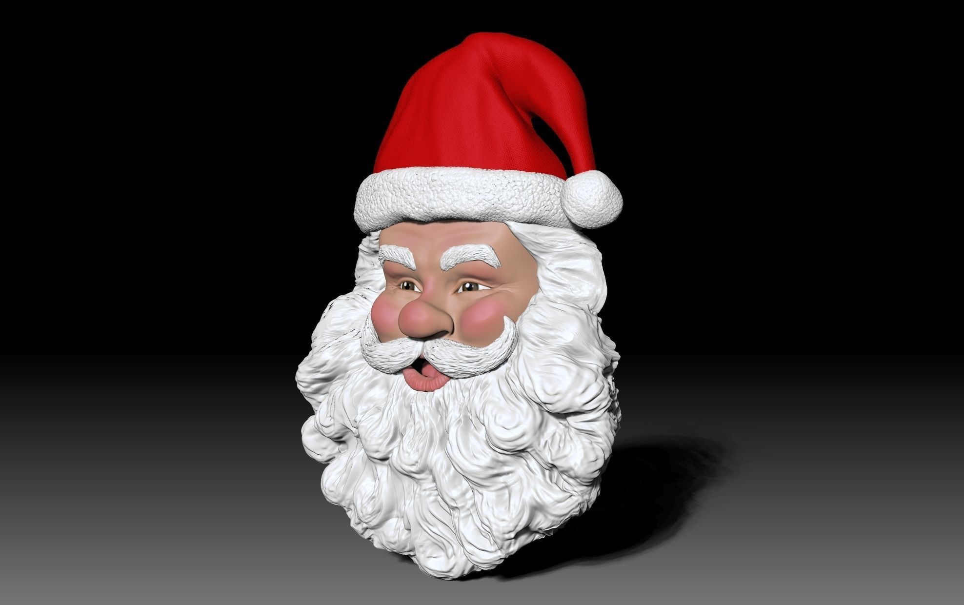 Santa Claus head wall decor Christmas 3D print model_8