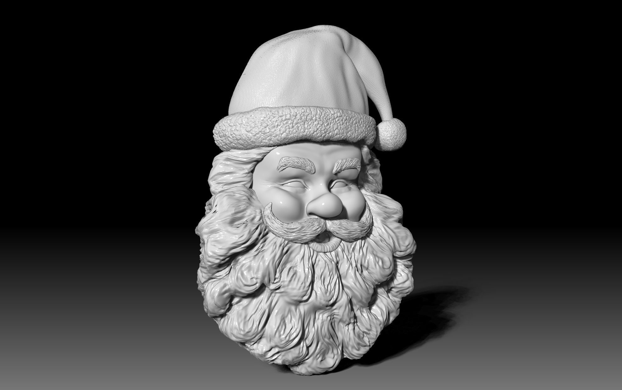 Santa Claus head wall decor Christmas 3D print model_7