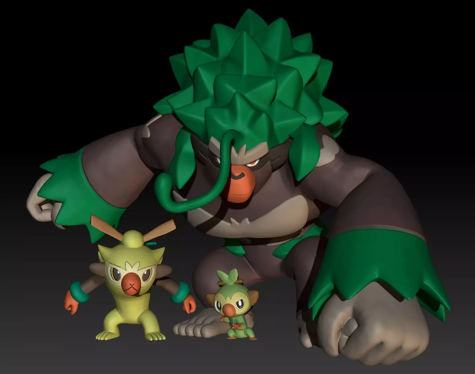 Pokemon Grookey Thwackey Rillaboom 3D print model_0