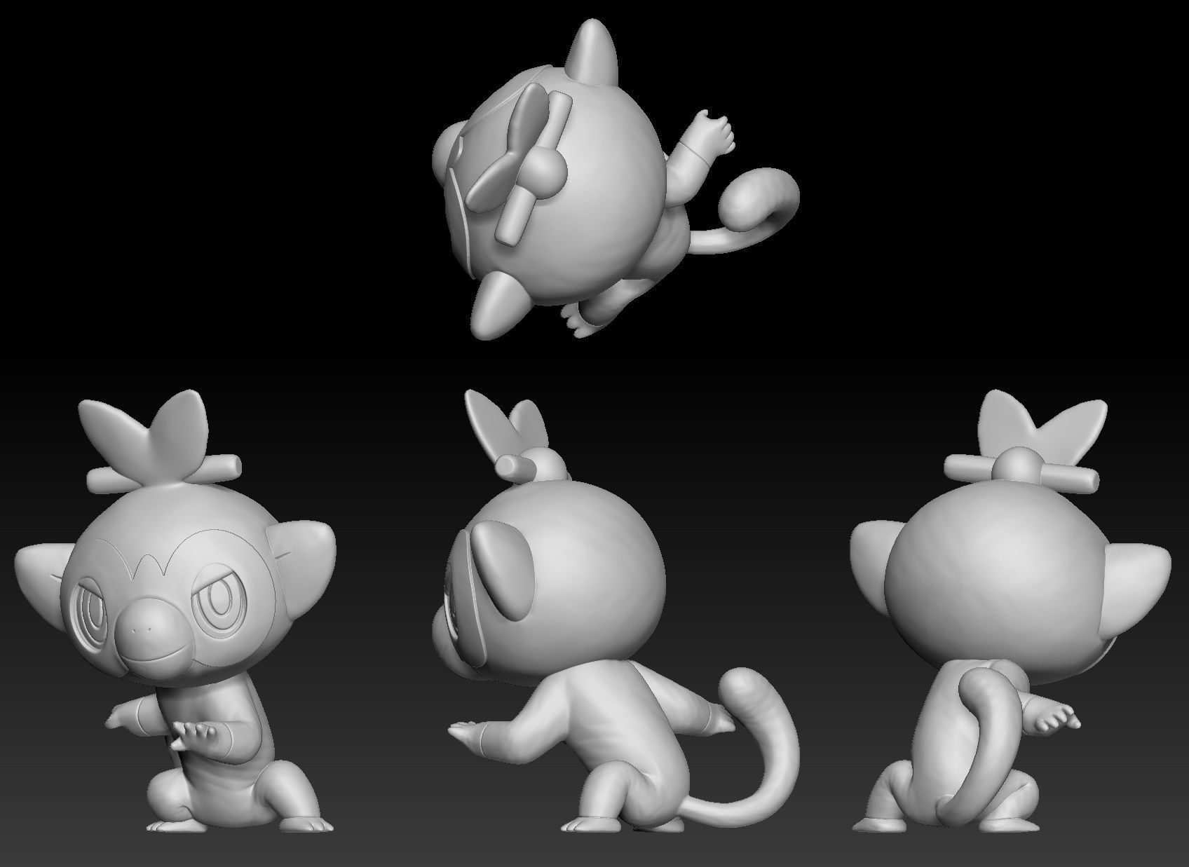 Pokemon Grookey Thwackey Rillaboom 3D print model_1