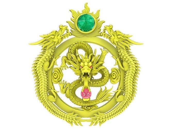 6176 Luxury Fengshui Dragon Pendant  3D print model