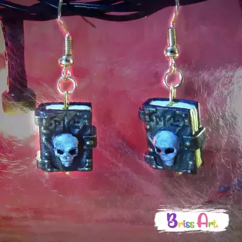 HALLOWEEN SKULL BOOK EARRINGS
