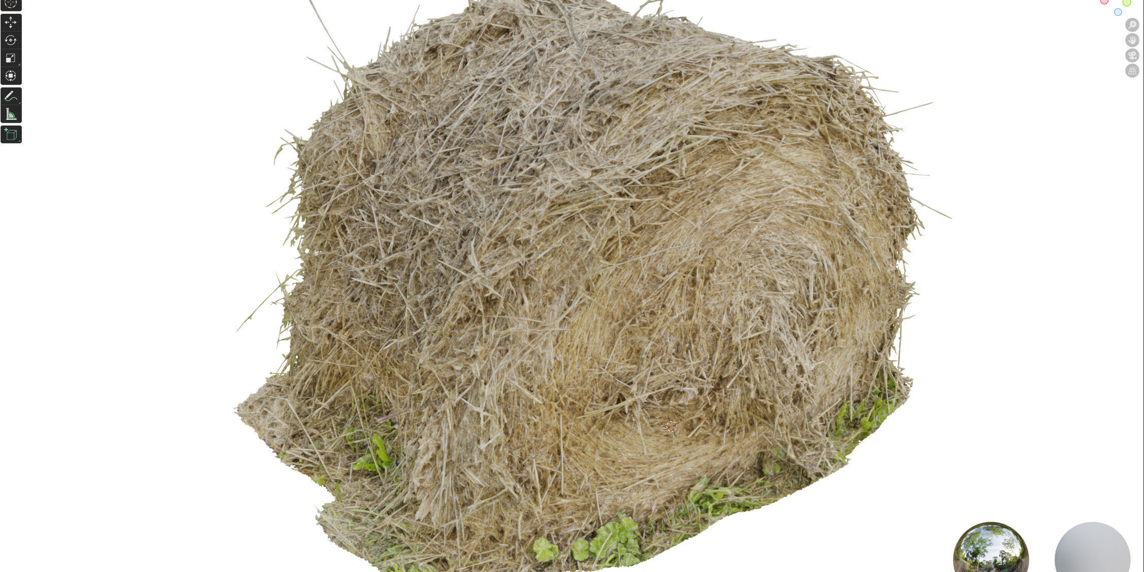 Round bale of hay 3D model_11