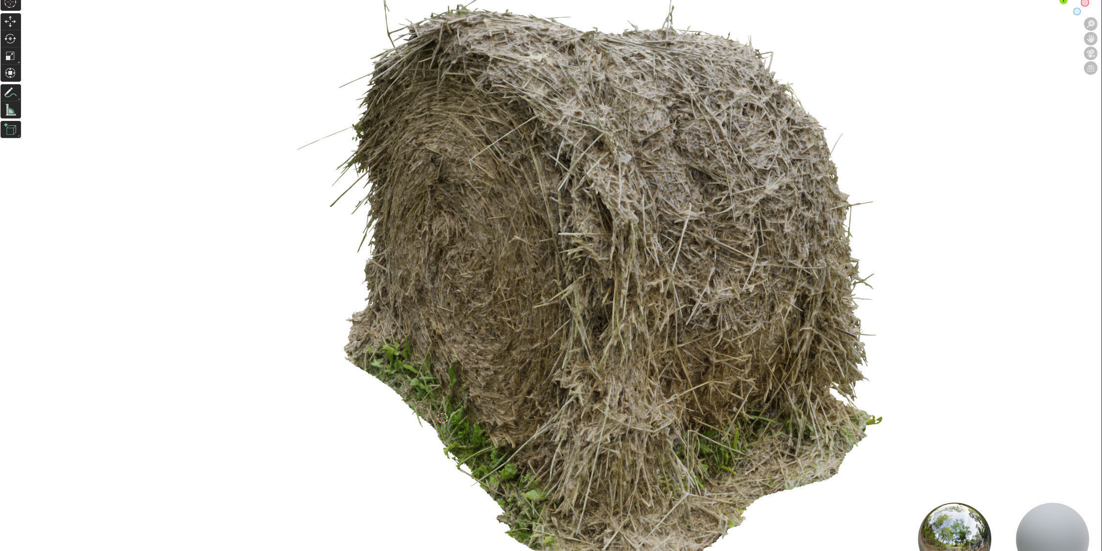 Round bale of hay 3D model_13